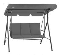 HinHocker, columpio tipo hamaca de Hollywood para 3 personas, con toldo, color gris, capacidad de carga de hasta 250 kg, ideal para jardín
