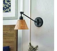 HINKLEY Aplique de pared Arti, negro/natural, ratán, acero