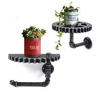 HINOPY 2 unidades retro de estilo industrial estante de pared para tubo de agua, estante flotante para decoración del hogar, diseño de tubo de agua, estantería de pared, estantería de pared, estilo