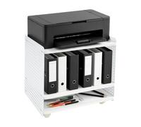 HINOPY Soporte para impresora, armario de impresora de 3 niveles con ruedas bloqueables, 50 × 39 × 50 cm, estante móvil para impresora con cajón, mesa para oficina, hogar, escuela, fax, fotocopiadora