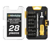 Hinrichs Juego de Destornilladores de Precisión de 28 Piezas con Carraca y Alargadera - Destornillador Phillips/Slotted & Torx - 26 Puntas CrV & Adaptador Magnético de Puntas - Kit Destornilladores