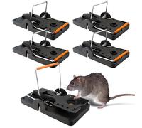 Hinrichs Trampa para Ratas 5 Piezas - Trampas de Resorte Reutilizables - Trampa de Resorte higiénica para Ratas - Trampa para Casa y Jardín - Trampas para Ratas Grandes - Rat Trap