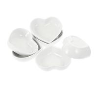 HINTRMENT Color Blanco 6 Platos Pequeños Forma de Corazón de Cerámica Estilo Japonés para Salsa de Soja y Condimentos, Aptos para Restaurantes y Uso Familiar Reutilizable