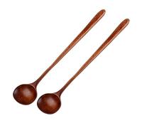 HINTRMENT Cucharas de Madera Ligeras y Resistentes al Calor Mango Largo 2piezas Ideales para Mezclar Café y Sopas para Cocina y Restaurante