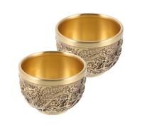 HINTRMENT Diseño Vintage Chino y Decorativo de Cobre Dorado 2 Tazas de Té Estructura Estable Adecuado para Infusiones y del Hogar
