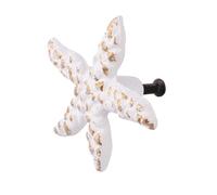 HINTRMENT Pomo para Cajón Forma de Estrella de Mar en Color Blanco, de Hierro Fundido, Fácil de Instalar, Adecuado para Habitación Infantil Decoración Náutica y Estilo Retro