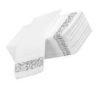 HINTRMENT Servilletas Desechables de Cena Elegantes de Pulpa de Madera Plata para Fiestas y Entretenimiento Diario Paquete de 25 Piezas