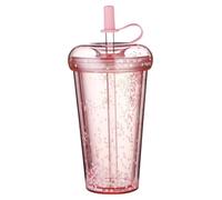 Hintyne Vaso De Doble Pared Con Tapa Y Pajita, 420 Ml/14.2 Oz, Aislado, A Prueba De Fugas, Brillante, Moderno, Reutilizable, 6x21 Cm/2.36x8.27 Pulgadas
