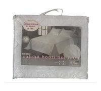 HIPERMANTA. Colcha Bouti BORDADA con CUADRANTES modelo FOREVER . Disponible en color lino y blanco. Varios tamaños. Para primavera-verano. Lino cama 135 (230x260 cm)