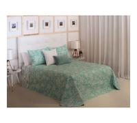 HIPERMANTA. Colcha Bouti REVERSIBLE + CUADRANTE Modelo ESTELFOR en color turquesa para CAMA de 135 (235X270 cm)