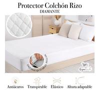 HIPERMANTA. Protector colchón RIZO DIAMANTE. ANTIÁCAROS y TRANSPIRABLE. Ajustable. Protector para colchón de 90, 105, 135, 150 y 180 cm.