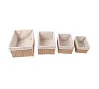 Hiraith Cestas de Almacenamiento Tejidas, Tamaño Grande, Juego de 4 | Material de paja duradero, apilable y de fácil transporte, uso multiusos.
