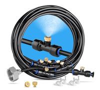 HIRALIY Sistema de Nebulización para Exteriores, 13m Kit Nebulizador de Agua con 15 Boquillas y Adaptador de Latón Macizo 3/4", para Terraza Jardín Mascotas