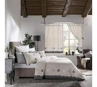 Hisar Home Stanley Hamilton Hisar Cottage Collection-Juego de Cama de Matrimonio, edredón y Funda de Almohada (Individual/Doble, Gris/Lino, tamaño Muy Grande (Super King)