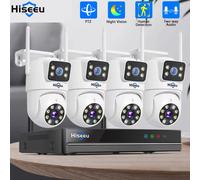 Hiseeu 16CH NVR doble lente Kit de vigilancia CCTV inalámbrico detección humana visión nocturna P2P 3K 6MP cámaras IP sistema de seguridad 16CH NVR 4 Cameras