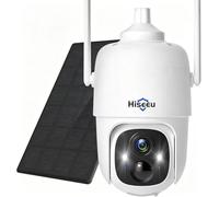 Hiseeu Cámara de Seguridad Solar，Cámara de Seguridad Exterior WiFi，3MP(2048 * 1536) 360° Pan&Tilt，Visión Nocturna en Color