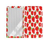 Hiseng 2 Piezas Sábanas Minicuna, Sábana Bajera Ajustable para Bebe, Estampado de Frutas Sábanas Capazo Bebe Sabanas Carrito Transpirable Sábanas Cuna Elástica Universal (fresa,55x90cm)