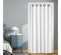 Hiseng Cortina Puerta Cocina con Color Sólido, Cortina Opaca Interior con Ojales, Cortinas de Privacidad para Cenador, Ventana, Salón, Dormitorio, Armario (Blanco,150x200cm)