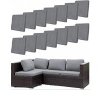 Hiseng Funda Cojines para Asiento de Patio, 14 Piezas Funda de Cojín Sofá Exterior Gris, Outdoor Elástica Sofa Cushion Cover con Banda para Sofa Jardin Terraza Patio