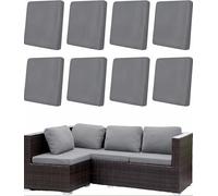 Hiseng Funda Cojines para Asiento de Patio, 8 Piezas Funda de Cojín Sofá Exterior Gris, Outdoor Elástica Sofa Cushion Cover con Banda para Sofa Jardin Terraza Patio