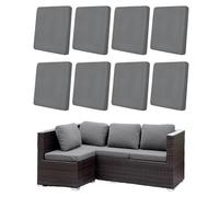 Hiseng Funda Cojines para Asiento de Patio, 8 Piezas Funda de Cojín Sofá Exterior Gris, Outdoor Elástica Sofa Cushion Cover con Banda para Sofa Jardin Terraza Patio