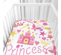 Hiseng Sábanas Minicuna, Sábana Bajera Ajustable para Bebe, Dibujos Animados Sábanas Capazo Bebe Sabanas Carrito Transpirable Sábanas Cuna Elástica Universal (Castillo Rosa,70x140cm)