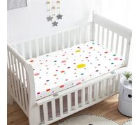 Hiseng Sábanas Minicuna, Sábana Bajera Ajustable para Bebe, Lunares Imprime Sábanas Capazo Bebe Sabanas Carrito Transpirable Sábanas Cuna Elástica Universal (Blanco,70x140cm)