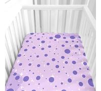 Hiseng Sábanas Minicuna, Sábana Bajera Ajustable para Bebe, Patrón de Lunares Sábanas Capazo Bebe Sabanas Carrito Transpirable Sábanas Cuna Elástica Universal (Púrpura,40x80cm)