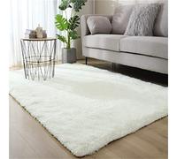 Hiser Alfombra Salón Suaves, Modernas Dormitorio Peluda Antideslizante y Esponjosa Adecuado para Interiores Sala de Estar Estudio Habitación Infantil (Blanco, 140x200cm)