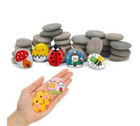 Hisredsun 40 piedras planas para pintar, piedras lisas de 3 a 5 cm, piedras decorativas de piedra natural, piedra de río natural para pintar mandala, jardín zen, macetas y acuarios