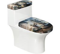 Historic Old Tower Bridge London - Juego de fundas para tapa de inodoro | Cubierta elástica para tapa de inodoro, lavable a máquina, se adapta a la tapa de asiento de inodoro alargada en forma de U