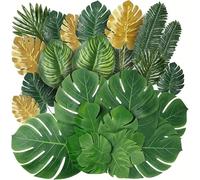 Hitopin Hojas Artificiales Palma, 41 Piezas Hojas de Palma Artificiales de Monstera, Hojas Tropicales Artificiale, para Fiestas Decoraciones Eventos Bodas Hawaiano Tema de la Playa Decoración