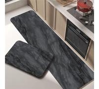 Hixingo Alfombra Cocina Antideslizante Lavable, Estampado Mármol Alfombra Diatomita Cocina Secado Rápido Alfombras de Pasillo Absorbente Kitchen Floor Mat para Baño (Negro,40x60cm)