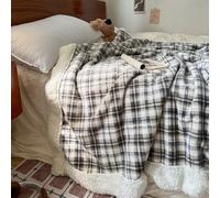 Hixingo Invierno Manta Sofa, Lana de Cordero Vellocino de Coral, Suave y Cálida Acogedora Franela Mantas Polar para Cama Blanket para Cama Adulto Niño y Mascota (Gris Oscuro,150x200cm)