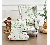 Hixingo Patrón Floral Funda de Sillón de Orejas Elástica para, Fundas para Sillones Orejeros 2 Piezas con Funda de Cojín, Funda de Sofá Relax para Dormitorio, Salón, Hotel (urraca)