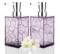 HIYAA Paquete de 2 dispensadores de Manos de loción líquida acrílica de 12 onzas con Bomba Reutilizables para baño, encimera, Cocina, lavandería, Color Morado