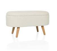 hjh LIVING Banco con Espacio de Almacenamiento, Tejido bouclé STORIANO Banco escandinavo tapizado con Tapa para salón Dormitorio Pasillo, Blanco