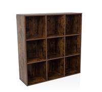 hjh LIVING Estantería con 9 Compartimentos, Abierta BJORKE 97,5x30x100 cm, librería con Panel Posterior, Separador de ambientes con Estante cúbico, Roble Ahumado