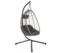 hjh LIVING Silla Colgante con armazón COCOVA Silla Colgante de Exterior con cojín, sillón para jardín, balcón, Patio y salón, Negro/Gris