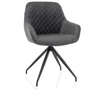 hjh LIVING Silla de Comedor con reposabrazos, Asiento tapizado ELVERUM Silla tapizada con Funda de Terciopelo Suave, Patas de Metal, Gris
