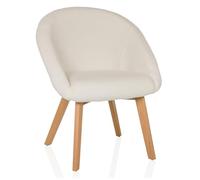 hjh LIVING Silla de Comedor de Suave Tejido bouclé Silla tapizada Scandi Ted sillón con Patas de Madera, cómodamente tapizado, Blanco