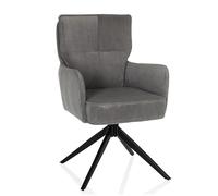 hjh LIVING Silla de Comedor giratoria con reposabrazos, tapizada TARUGO Silla tapizada con Tela de Cuerda y Patas de Metal, Gris