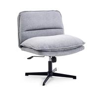 hjh Living Silla de Oficina sin reposabrazos, Asiento Ancho de Sastre con Asiento Acolchado, Silla ergonómica Criss Cross Chair para Oficina en casa, Sala de Estar (Gris Oscuro)