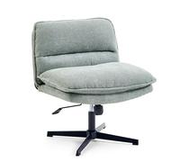 hjh Living Silla de Oficina sin reposabrazos, Asiento Ancho de Sastre con Asiento Acolchado, Silla ergonómica Criss Cross Chair para Oficina en casa, Sala de Estar (Verde Salvia)