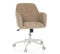 hjh LIVING Silla de Oficina tapizada SOLAO Home Silla de Escritorio Silla giratoria Regulable en Altura, función balancín, Tela Beige