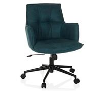 hjh LIVING Silla de Oficina tapizada SOLAO Life Silla de Escritorio giratoria Ajustable en Altura, tapizado en Azul Oscuro