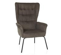 hjh LIVING Sillón reclinable HAVENIO con Funda de Tela, orejero tapizado para salón o Dormitorio, Gris Oscuro