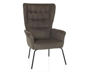 hjh LIVING Sillón reclinable HAVENIO con Funda de Tela, orejero tapizado para salón o Dormitorio, Gris Oscuro