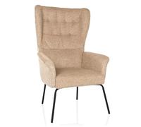 hjh LIVING Sillón Relax con Funda de Tela Sillón orejero HAVENIO Cómodo sillón tapizado para salón Dormitorio, Beige