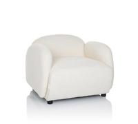 hjh LIVING Sillón tapizado con reposabrazos VERDUNA Tejido Teddy, Confortable sillón tapizado, reclinable, para salón Dormitorio, Blanco